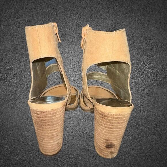 CARLOS by Carlos Santana Size 10M JoJo Tan Brown Suede Sandal Strap 4inch heel - Picture 4 of 8